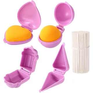 Sinbana 4stk Cake-Pop-Formen & 100stk Cake-Pops, Lila Cupcake-Pop-Form Desserts Süßigkeiten Schokoladenhersteller für Hochzeiten Geburtstage Backen zu Hause (4 Stile)