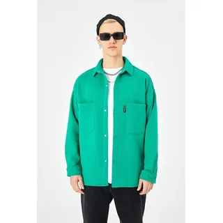 COFI Hemdjacke aus Baumwolle in Oversize Fit Übergangsjacke (L) Grün - Grün