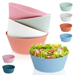 Hocadrv 6 Stück Müslischalen Salat Schüsseln Set Groß Kunststoff Schale Salatschüsseln Schüssel Camping Unzerbrechlich Set Suppenschüssel für Salat Ramen Suppen Müsli Nudeln Reis(6Farben)
