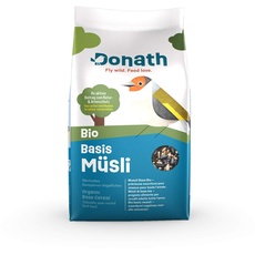 Donath Bio Basis Müsli - unser Bio Streufutter Mix für alle körnerfressenden Feinschmecker - Vitamin- und eiweißreich - Ganzjahres Wildvogelfutter - aus unserer Manufaktur in Süddeutschland - 2Kg