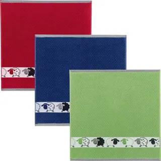 Kracht Frottier-Geschirrtuch "Schäfchen" 3er-Pack Baumwolle Schafe Größe 50x50 cm