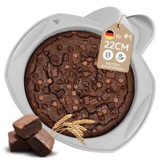 Backefix Silikon Backform rund | 22cm Kuchenform mit 1600ml – Mittlere runde Backform aus Platin-Silikon mit Griff & verstärktem Rand | Back- & Auflaufform | BPA- & PFAS-frei, LFGB geprüftes Silikon