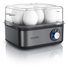 Arendo - Eierkocher Edelstahl für 1 bis 8 Eier - Egg Cooker - 500 W – Kontroll Leuchte – Drehregler für drei Härtegrade - spülmaschinengeeignet | Cool Grey