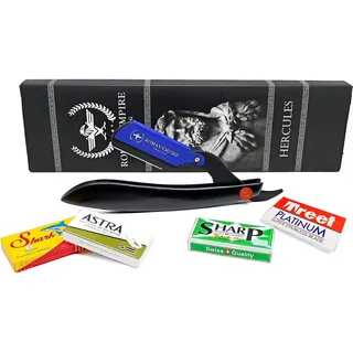 Razor Blades Club Römisches Reich Rasiermesser Herkules Neues Rasiermesser, professioneller Friseurrasierer für Bart, Schnurrbart und Konturen (Astra-Sharp-Shark-Voskhod) (blau, 20 Einheiten (1 Stück)
