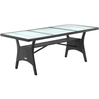 CASARIA Polyrattan Gartentisch 190 x 90 x 74 cm Schwarz