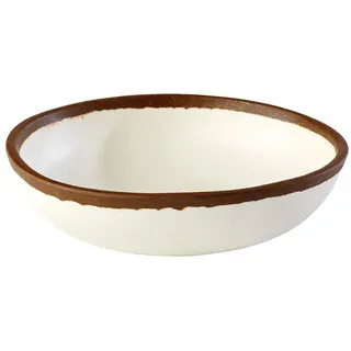 APS 84573 Schale/Teller CROCKER, Ø 16,5 cm, Höhe 4 cm, 0,5 Liter, Melamin, creme mit braunem Rand