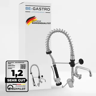 BE-GASTRO® I Profi Gastro Geschirrbrause „Premium“ inkl. Wasserhahn, Mischbatterie & ergonomischem Langhebelgriff I Gastrobrause mit Zubehör (70cm)