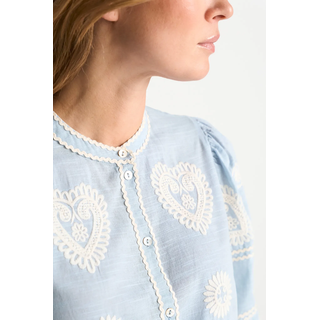 Klassische Bluse RICHROYAL, Damen, Gr. 36, skyway blau, Web, Obermaterial: 100% Baumwolle, unifarben, regular fit taillenbedeckt, Rundhals, eingesetzt angesetztes Bündchen, Blusen Klassische Bluse, Regular fit mit Stickereien