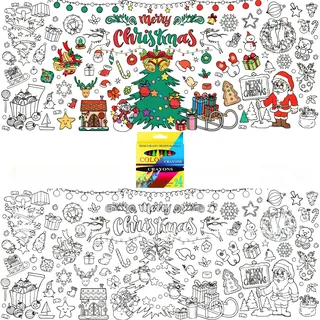 Ausmaltischdecke Weihnachten Kinder,Tischdecke zum Ausmalen Weihnachten | Riesige 183 x 76 cm DIY Papier-Tischdecke,Weihnachts-Bastelposter,Mal Mich Bunt Ausmal tischdecke Weihnachten