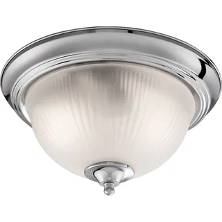Flush American Diner IP44 Deckenleuchte chrom Glasschirm 2-flammig Ø29cm - Weiß, Silber