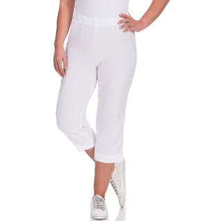 Caprihose KJBRAND "Susie Capri Wash & Go", Damen, Gr. 42, N-Gr, weiß, Web, Obermaterial: 47% Baumwolle, 45% Polyester, 6% Viskose, 2% Elasthan, gerade 3/4-Länge, Hosen Caprihose, Sommerhose bügelfrei
