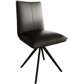 DeLife Esszimmerstuhl Lelio-Flex Echt-Leder Schwarz Kreuzgestell breit Schwarz Taschenfederkern