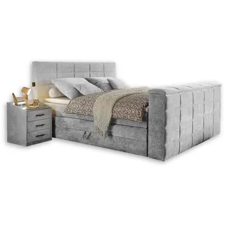 Stella Trading Boxspringbett 180 x 200 cm H2/Silber