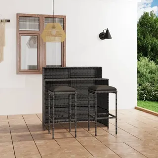 The Living Store 3-tlg. Gartenbar-Set mit Kissen Grau - Grau