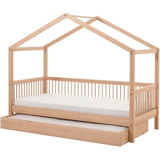 Vipack Hausbett Forrest 90 x 200 cm Buche massiv lackiert Braun