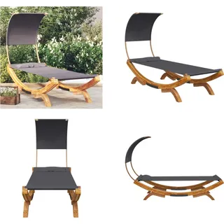 vidaXL Loungebett mit Dach 100x200x126 cm Bugholz Massiv Anthrazit - Loungebett - Loungebetten - Outdoor Lounge Bett - Outdoor Bett - Grau