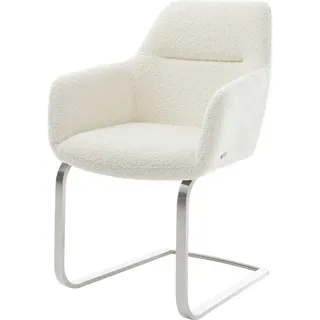 DeLife Freischwinger Pejo-Flex Bouclé Weiß Freischwinger flach Edelstahl Taschenfederkern