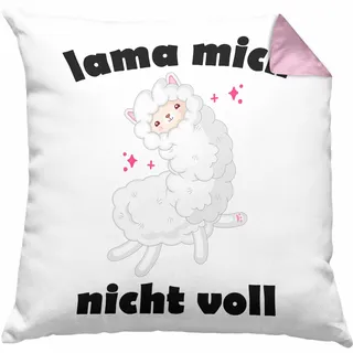 Trendation Lama Mich Nicht Voll Spruch Kissen mit Füllung 40x40 für Alpaka Fans Süße Sprüche Humor (Rosa)