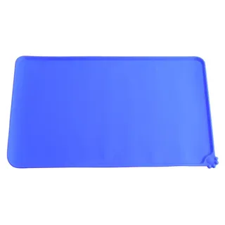 Futtermatte für Haustiere, Katzen, quadratisch, Silikon, schnell trocknend, Schüssel, Futter, Futter, Wasser, Tischset (blau)