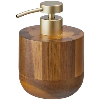Butlers Seifenspender (4er Set) Acacia , Braun , Holz, Kunststoff, Metall , 9x13x9 cm , Badaccessoires, Seifenspender
