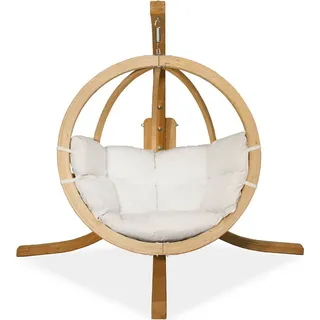 KONSIMO Hölzerner Hängesessel mit Gestell "HIGLO", beige, Hölz, Modern Design, 230x183x130 cm - Beige