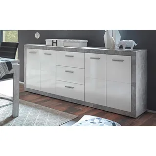 HBZ Sideboard 206 x 90 x 45 cm Hochglanz / Weiß