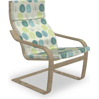 ABAKUHAUS Garten Poäng Sessel Polster, Bäume und Unregelmäßige Runden, Sitzkissen mit Stuhlkissen mit Hakenschlaufe und Reißverschluss, Eischale und Multicolor - Bunt