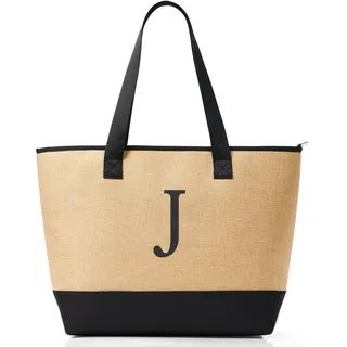 KALIDI Personalisierte Tasche Damen Handtasche Tote Bag Strandtasche mit Reißverschluss Shopper Tasche Groß Schultertasche für Frauen Bräute Brautjungfern,Arbeit,Reisen,Einkaufen,Schule