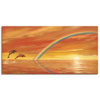 ARTland Leinwandbild Regenbogen über dem Meer Größe: 100x50 cm