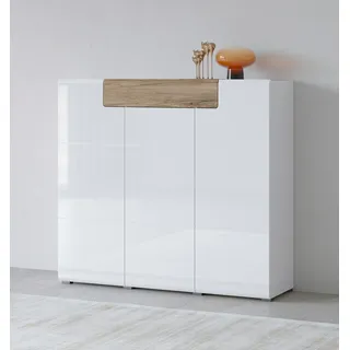 INOSIGN Highboard »Toledo,Breite 147,5 cm,trendige Hochkommode mit 3 Türen 1SK« Hochschrank mit viel Stauraum, stylische Hochglanzfronten weiß