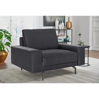 Sessel "CR.450, Designsessel, Loungesessel", schwarz (signalschwarz 534, 58), B:120cm H:85cm T:95cm, NaturLEDER OSKAR (echtes Rindsleder);Flachgewebe VICTORIA (41% Polyacryl 38% Polyester 21% Baumwolle), CREATION BY ROLF BENZ, Sessel, Sessel, Armlehne breit niedrig, Alugussfüße in umbragrau, Breite 120 cm