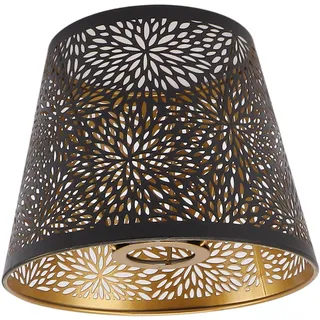 Ejoyous Lampenschirm, Große Wärmeableitung, Lampenschirmabdeckung aus Metall, Starke Lichtdurchlässigkeit, Schwarz mit Innerem Goldmuster für Tischlampe