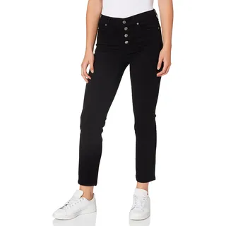 7 For All Mankind Damen The Straight Crop Bair Rinsed Black With Exposed Buttons Jeans, Black, 23W 30L EU