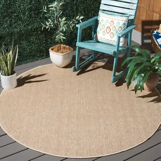 Safavieh Innen Außen Runder Teppich 160 cm Rund - Sisal All-Weather Collection - Coastal Design, Natur, Wetterbeständig, Ideal für Terrasse, Deck, Eingang (SAW402B)