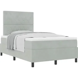 vidaXL Boxspringbett mit Matratze Hellgrau 120 x 200 cm Stoff - Hellgrau