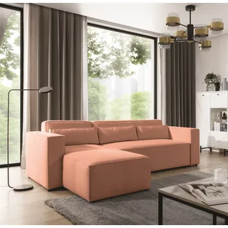 Ecksofa Schlafsofa WALDO Stoff Brooklyn Coral Ottomane Links - Rosa