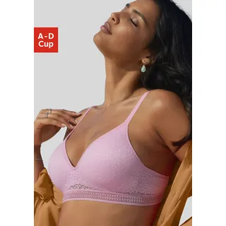Bralette-BH LASCANA "BH ohne Bügel, Push-up-BH, Freya", Damen, Gr. 70, Cup C, pink, Spitze, Obermaterial: 36% Polyamid, 29% Polyester, 27% Baumwolle, 8% Elasthan, BHs Bralette-BH, in Leo-Optik, bequemer BH, große Größen, Dessous
