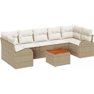 vidaXL Gartensofa-set mit Speicher 8 pcs Beige und Creme Poly-Rattan - Beige