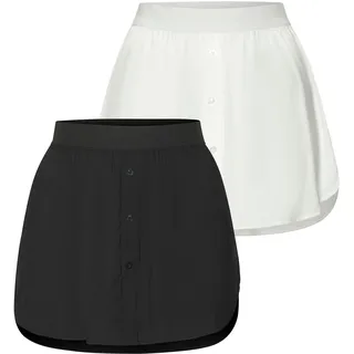 Unterrock VIVANCE "Blusenrock mit Gummibund und Zierknopfleiste im 2er-Pack", Damen, Gr. 52/54, schwarz-weiß (schwarz, weiß), Stoff, Obermaterial: 95% Polyester, 5% Elasthan, unifarben, Basic, Po-bedeckend, Röcke Unterrock, praktische Verlängerung unter Pullover für Layer-Looks, Businesslook, Topseller