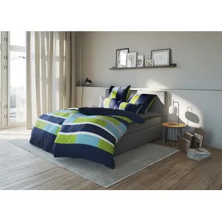 OTTO home Etienne Gestreift Baumwolle Blau/Grün 155 x 220 cm + 40 x 80 cm