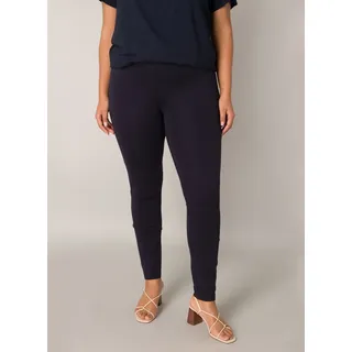 Jeggings BASE LEVEL CURVY "Arnika", Damen, Gr. 52, Länge 29, blau (navy dunkelblau), Web, Obermaterial: 65% Viskose, 30% Polyamid, 5% Elasthan, unifarben, figurbetont knöchellang, Hosen Jeggings, mit Badge