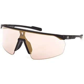 adidas Sport SP0075 Sonnenbrille Damen, Sportliche und Leichte Sonnenbrille, Maskenförmige Linse, Braune Verspiegelte Gläser, Mattes Schwarz