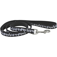 CHAPUIS SELLERIE Leine Gitarrengurt aus Nylon für Hunde Motiv Blumen Schwarz Breite 20 mm Länge 1,20 m Größe M