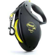 Flexi USA Giant neon einziehbare Hundeleine (Band), ergonomisch, strapazierfähig und verhedderungsfrei Haustier Laufleine für Hunde bis zu 49,9 kg, 7,9 m, groß, schwarz