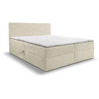 venasi TILLY Boxspringbett 140x200 mit 2 Bettkästen H2/H3 Matratze BEIGE CORD TILIA - Beige