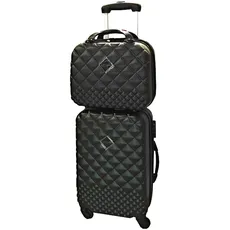Camomilla Gepäck-Set, Koffer-Set, Handgepäck (40 l) + Kosmetikkoffer (15 l), Hartschalen, 360° drehbare Rollen, 3-stellige Zahlenschloss, Farbe Schwarz