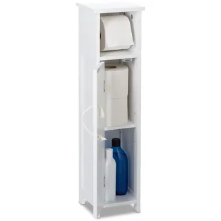 Relaxdays Toilettenpapierhalter stehend Badezimmeregal MDF, weiß