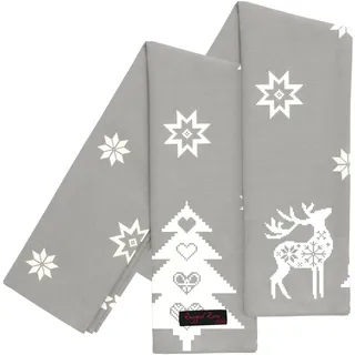 Ragged Rose Weihnachts-Geschirrtücher, Baumwolle, Silbergrau, 70 x 50 cm