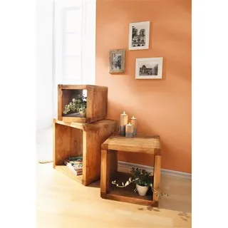 3 Regale "Geflammt" aus Holz, Würfelregale, Regalset, Cubes