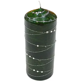 Dekohelden24 Edle Stumpenkerze H/Ø 16 x 7 cm dunkelgrün